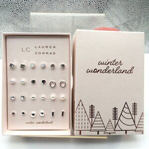 Lauren Conrad Earrings 12pr Simple Elegant Gift Box Silver Crystals Stylish NEW